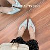 Pointed Single Shoes 2025 New French Bag Head Sandals Thick Heel Triangular Heel Empty High Heels Not Tired Feet Women's Shoes