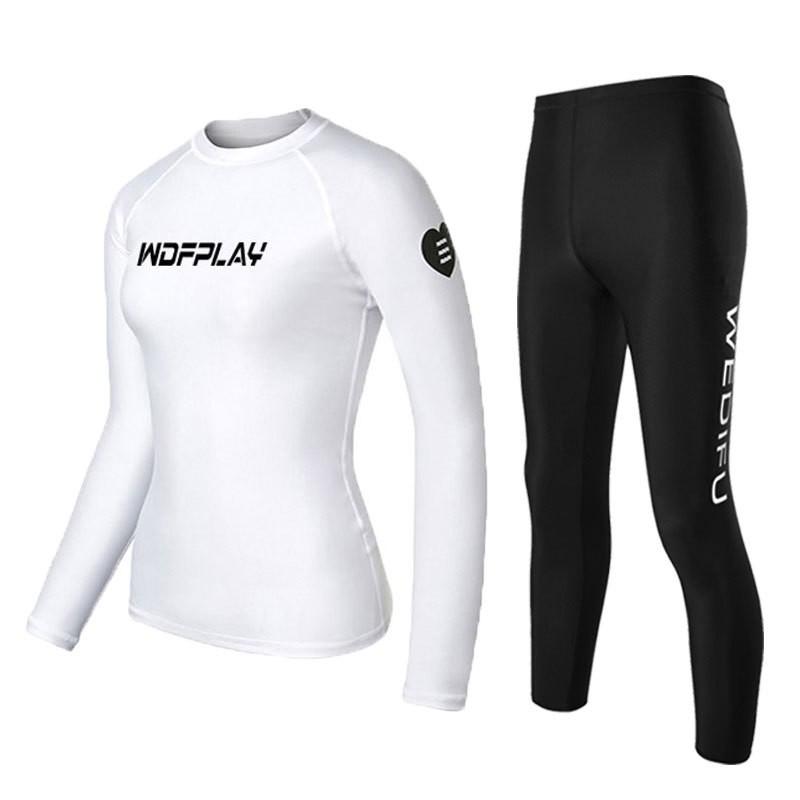 Womens UV Protection Rash Guard Set Long Sleeve Top Pants Surfing Snorkeling Diving Water Sports