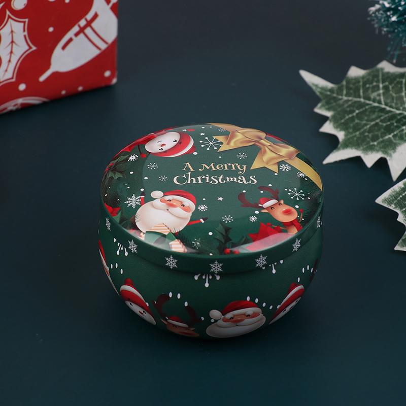 1Pcs Christmas Metal Tin Jars Coffee Tea Spice Candy Jewelry Storage Case Candle Making Containers Decorations Boxes
