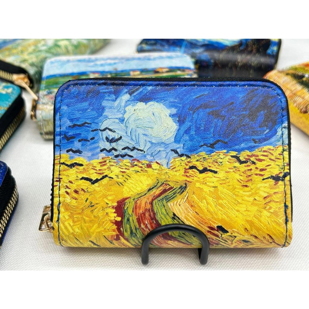 New PU Leather Printing Coin Card Zipper Wallet Fashion Van Gogh Paintings Men Women Credit Passport Card Bag Holder Souvenirs