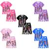 19773 Multi-color Girls Lily Lovebraids Printed Short Sleeves T-Shirt Pants Shorts Sets