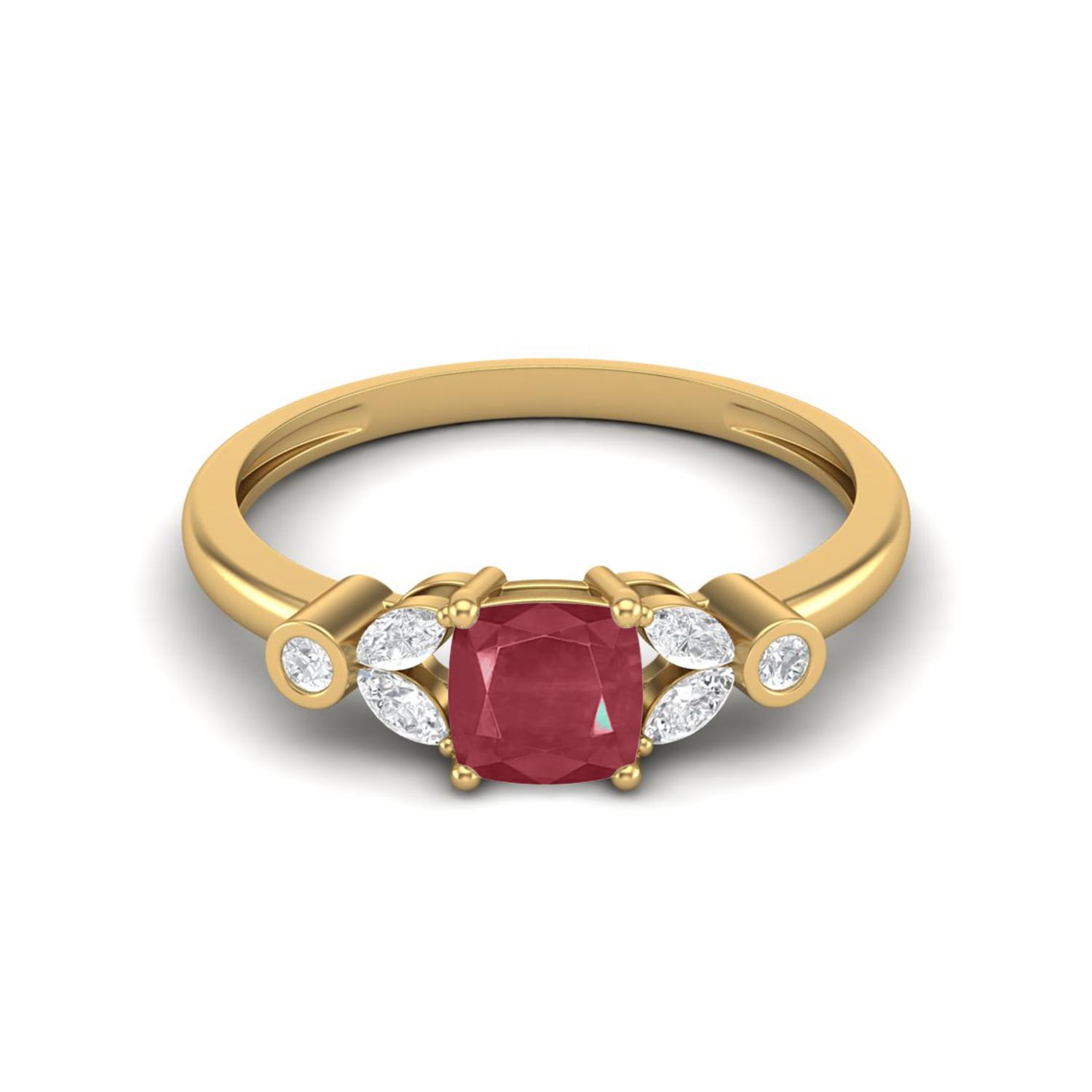 2.06 Cts Cushion Shape Ruby Solitaire 925 Sterling Silver Gold Vermeil Classic Accent Wedding Ring 11