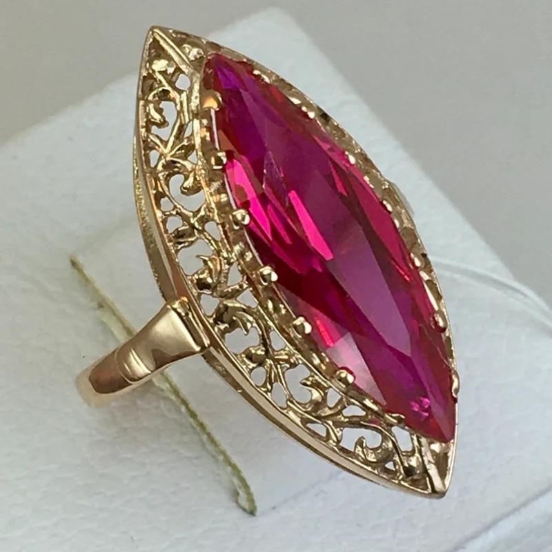 Vintage Kupfermaterial Handwerker Handgeschnitztes Muster Hohlring Eingelegt mit Rotes Pferdeauge Synthetischer Zirkon Ring Schmuck 6 brown