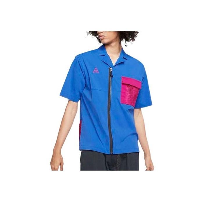 Nike ACG Mesh Breathable Short Sleeve Shirt with Zip Pocket Men Tops Blue CI0415-405