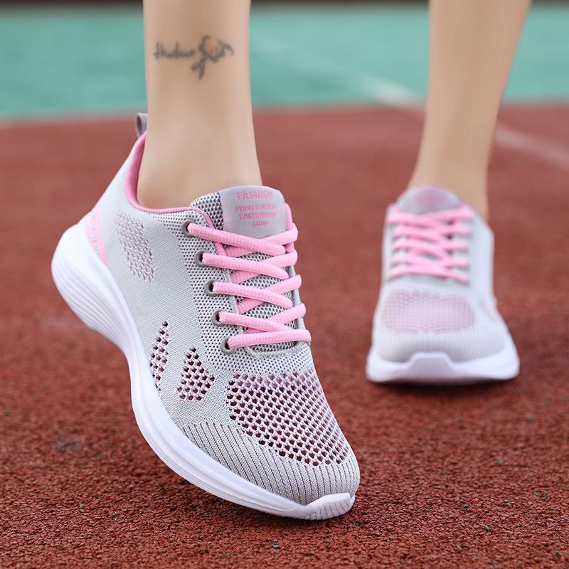 Sneakers summer mesh breathable ultra-light running shoes soft sole fitness shock-absorbing running single mesh shoes 35