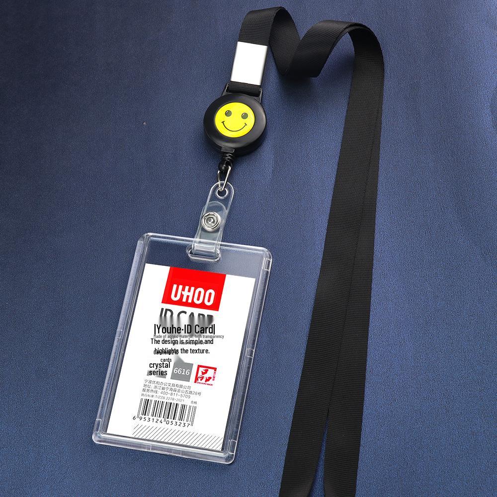 Acrylic Stretchable Badge Holder with Retractable Lanyard for Student or Employee ID Cards