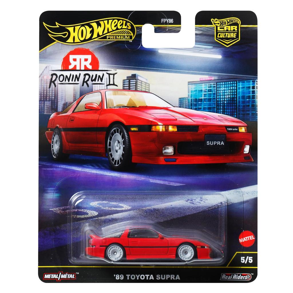 Hot Wheels Car Culture Ronin Run II '89 Toyota Supra Vehicle Toy Mini Car 3 Years Old and Up Red JBK90