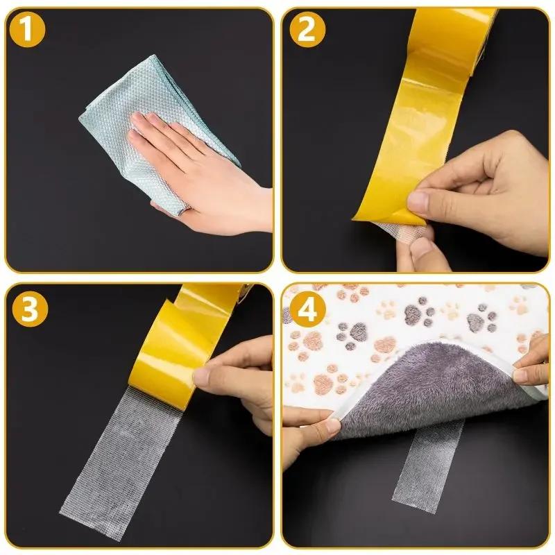 Super Carpet Adhesive Double Sided Cloth Base Tape Traceless With Strong Fixation High Viscosity For Waterproof Translucent Mesh