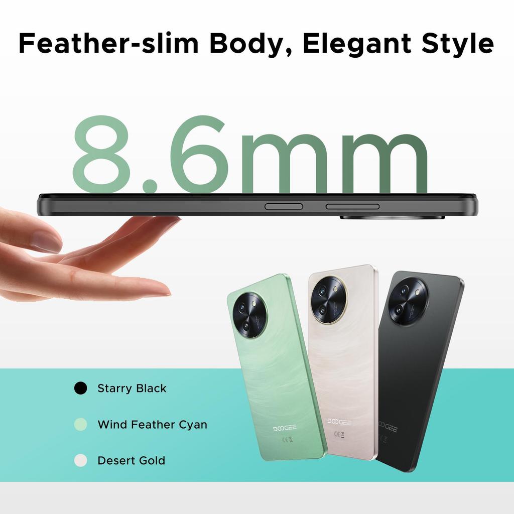 Doogee 5G Mobile Phones NOTE 59 PRO, Android 16 Phone With Gemini AI, Octa Core 2.3GHz, 120Hz 6.75"HD+, 6250mAh, 32GB+256GB/2TB