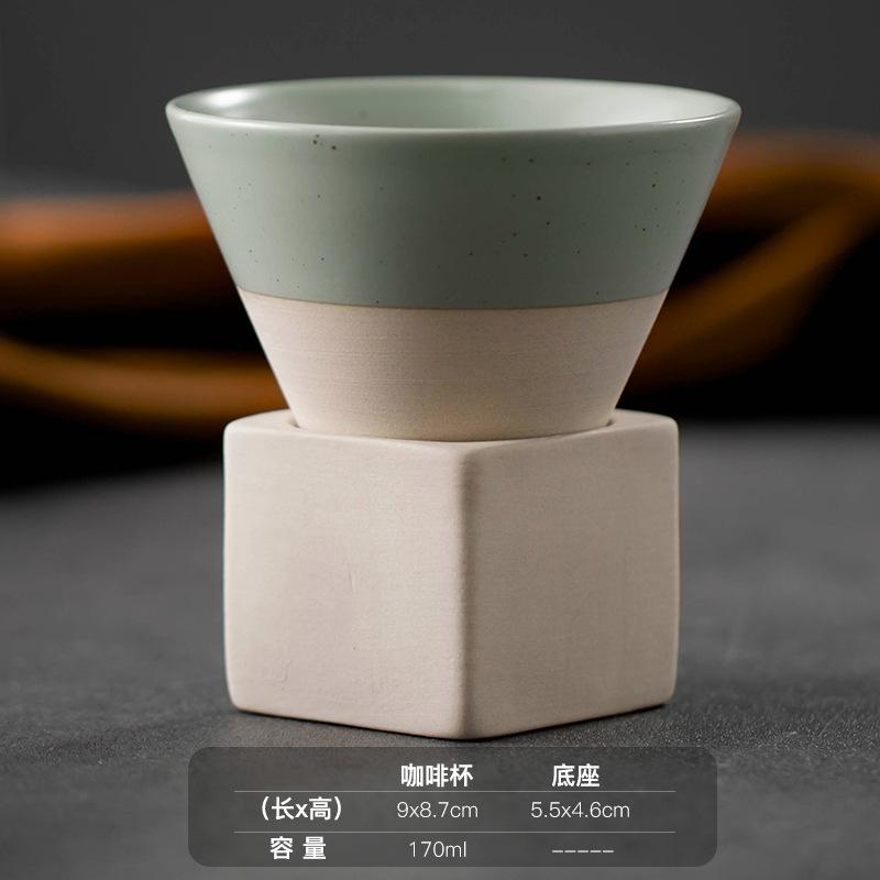 Ceramic Espresso Cup Coffee Mugs Creative Drinkware Hand-drawn Glaze Tea Cup with Base 150ml Water Cup