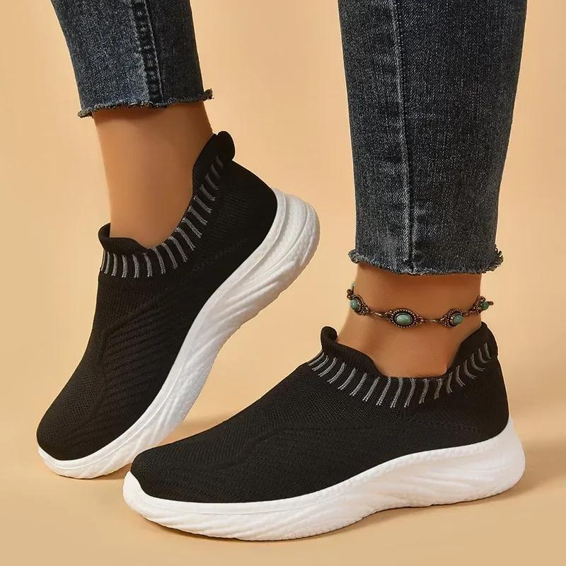 Fashion New Spring Summer Women Shoes Knitting Sock Women's Sneakers Breathable Women Flat Shoes Soft Bottom Casual Walking Shoes