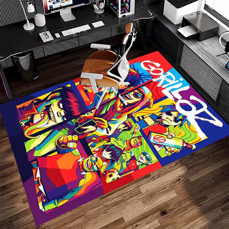 G-Gorillaz band Print Area Rug - Soft, Washable Non-Slip Indoor Mat for Office Chairs, Living Room, Home Office Decorative Rug