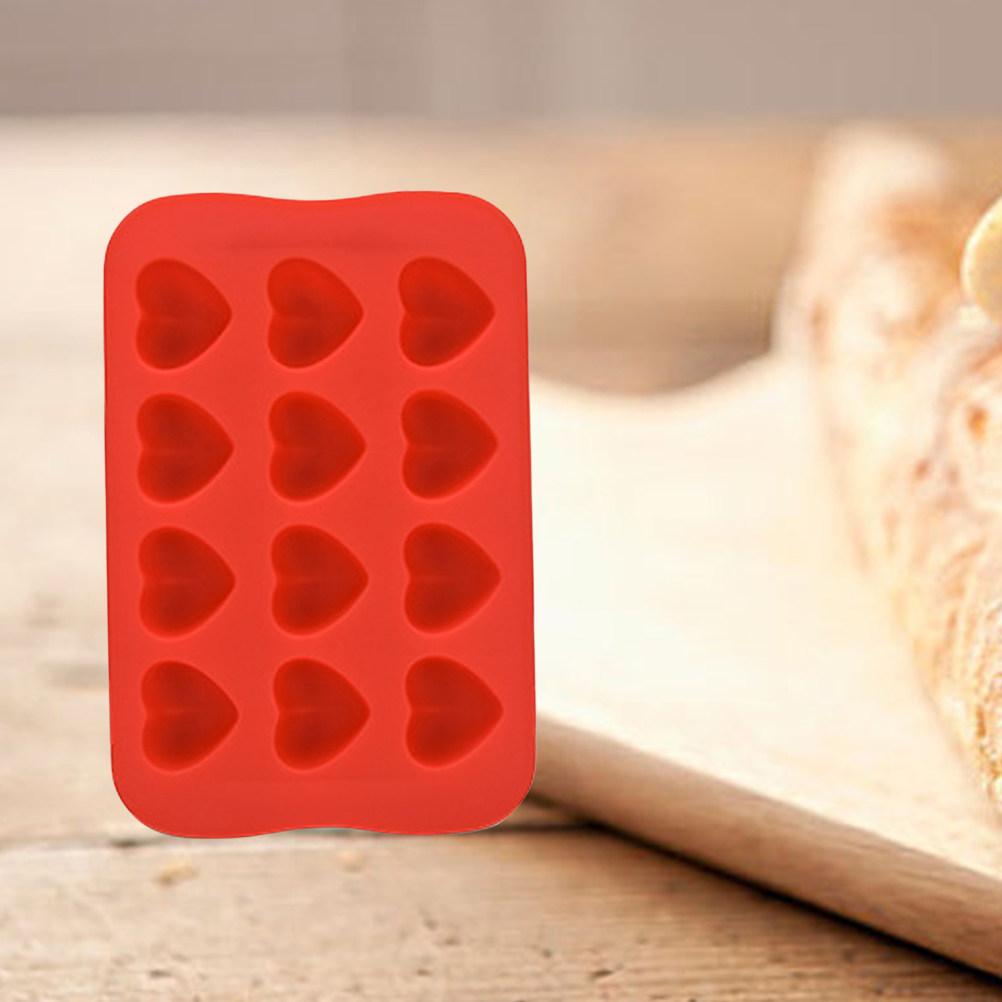 Silicone Ice Cube Tray 12-Cavity Heart-Shaped Mold for Ice Chocolate Candy Making Kitchen Accessories Red Chocolate Mold