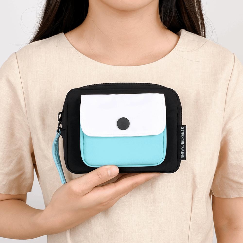 Contrast Color Canvas Coin Purse Multifuctional Mini Storage Bag Portable Earphone Bag Students