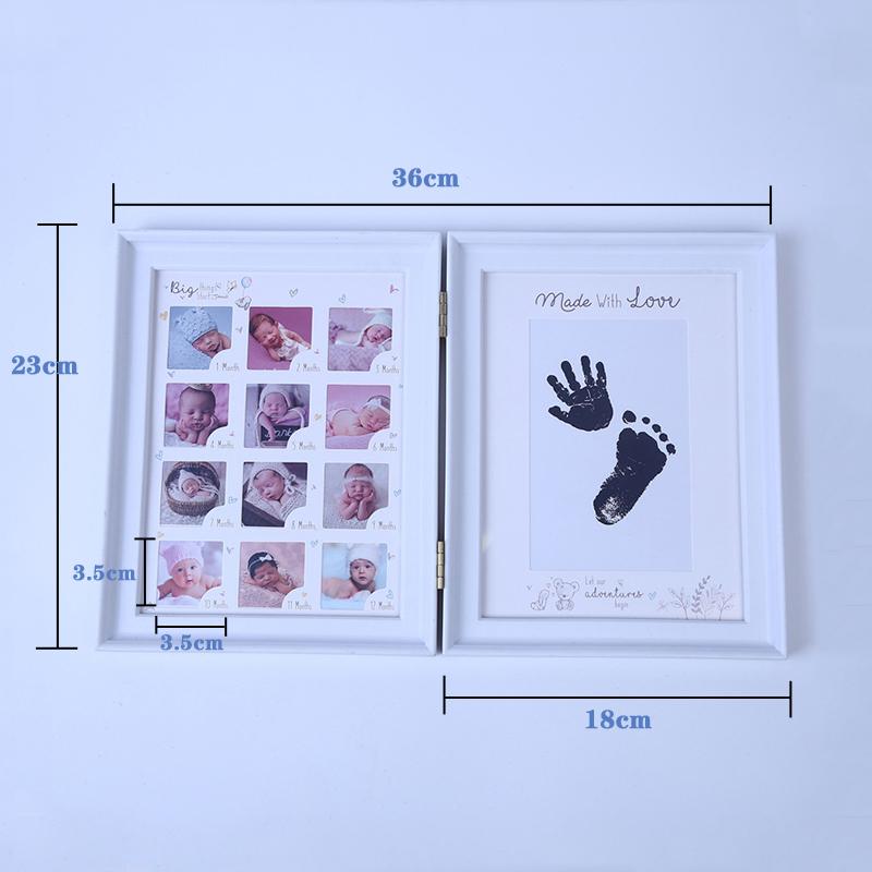 Newborns 12 Months DIY Photo Frame Baby 1 Year Souvenir Handprint Footprint Inkpad Frame Keepsake Hands Casting