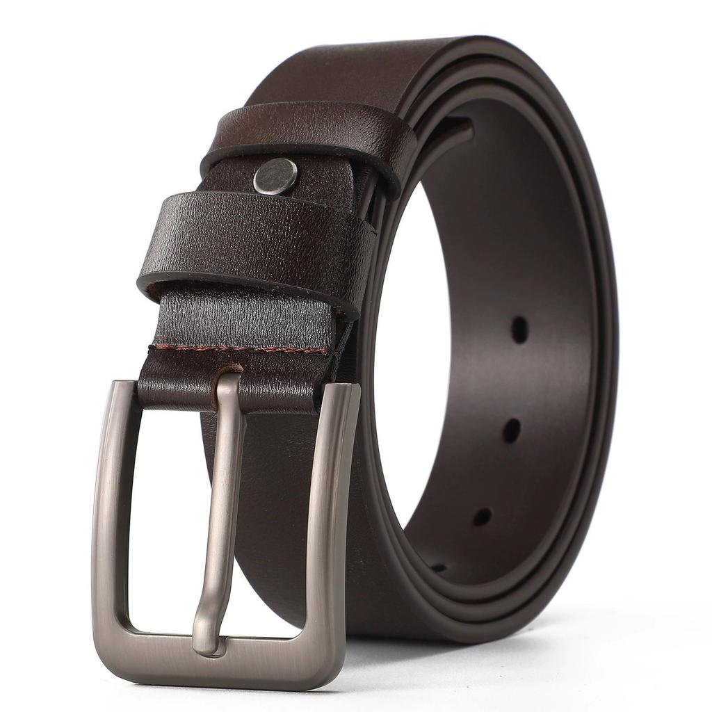 Men's Vintage Cowhide Decorative Business Belt - Versatile and Stylish for Fashionable Denim Pants