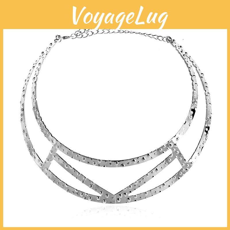 Geometric Metal Choker With Electroplated Coating For Stylish Casual Outfits