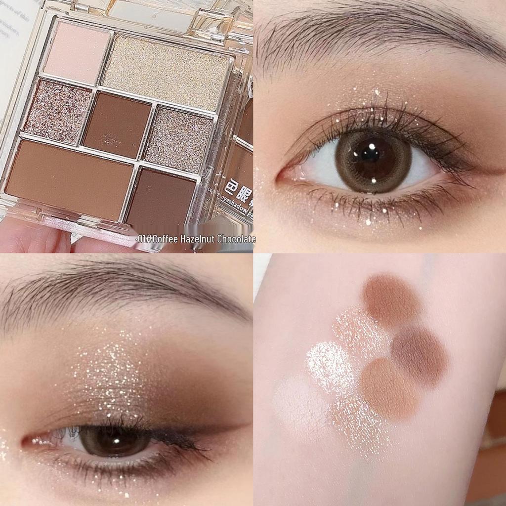 Seven-Color Earth Tones Eyeshadow Palette: Matte & Shimmer Shades for Versatile Blush & Contouring – Perfect for Students & Parties