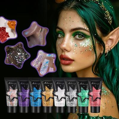 Pearlescent Gel Glitter Eyeshadow - Sparkle Shimmer Face Makeup for Stage & Nightclub, Long-lasting Pigmented Sparkling Cosmetic