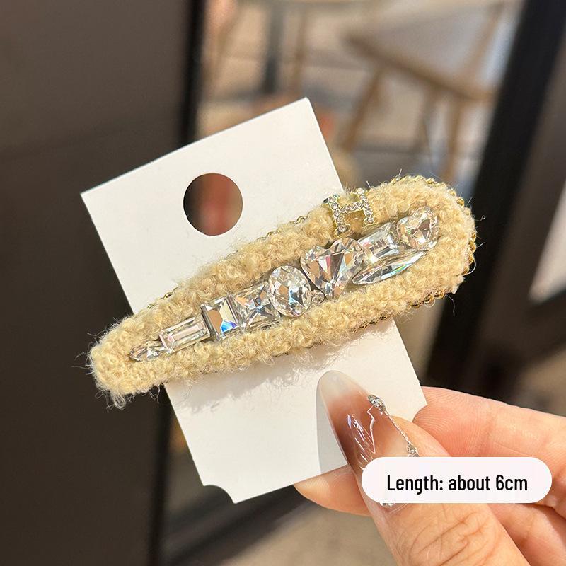 

Корейская Мода Стразы Заколка для Волос из Овечьей Шерсти - Стильная Заколка-Краб Аксессуар для Волос кремовый/белый