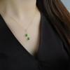 Natürlicher Jade Chalcedon Grün Doppelkürbis Anhänger Leichter Luxus Und Hohe Qualität Vintage Halskette Schlüsselbeinkette Bankettschmuck