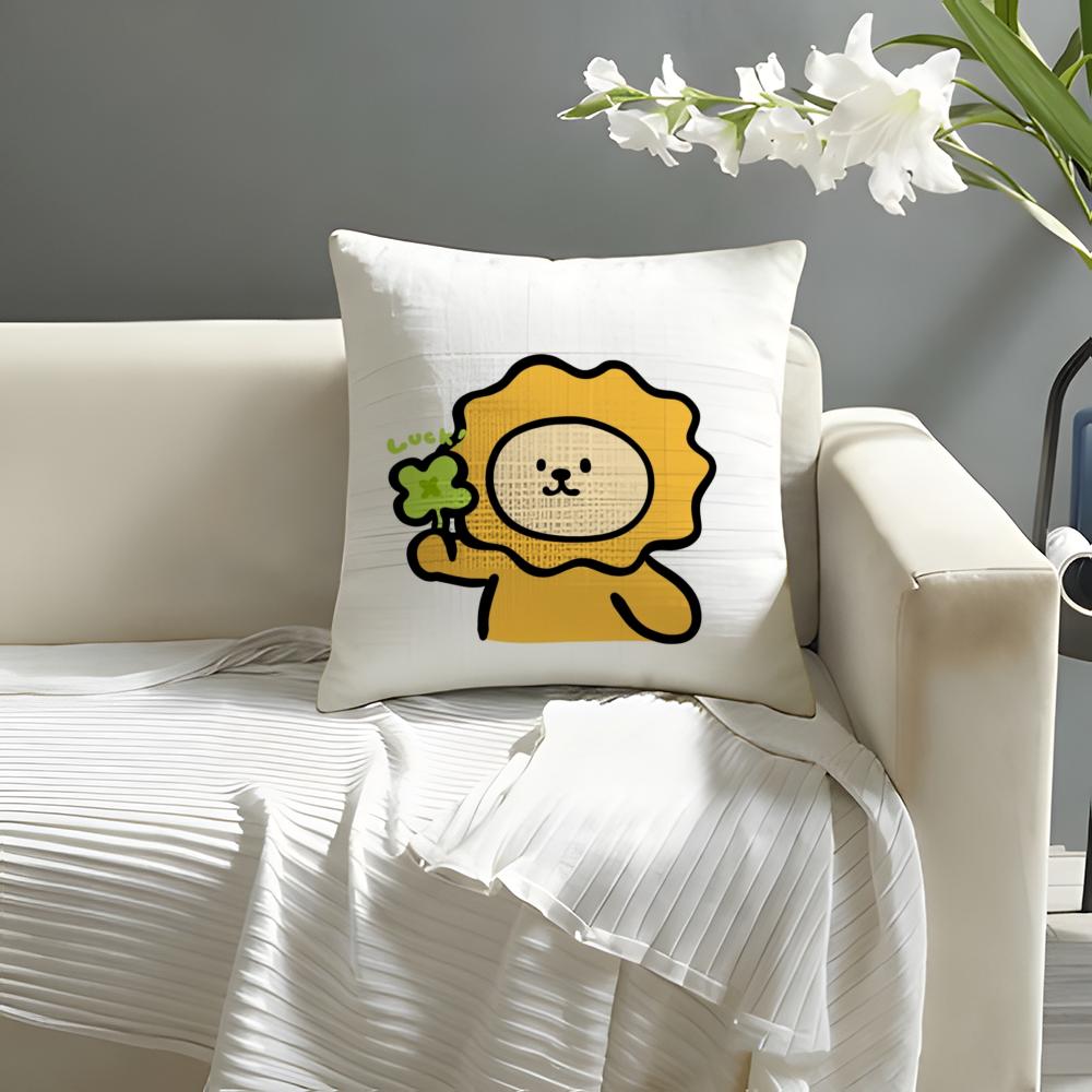 Lucky Cartoon CrystalOny Pillow Case Natural Linen Organic Fabric DoubleSided Printing Sofa Home Decor Cushion Cover