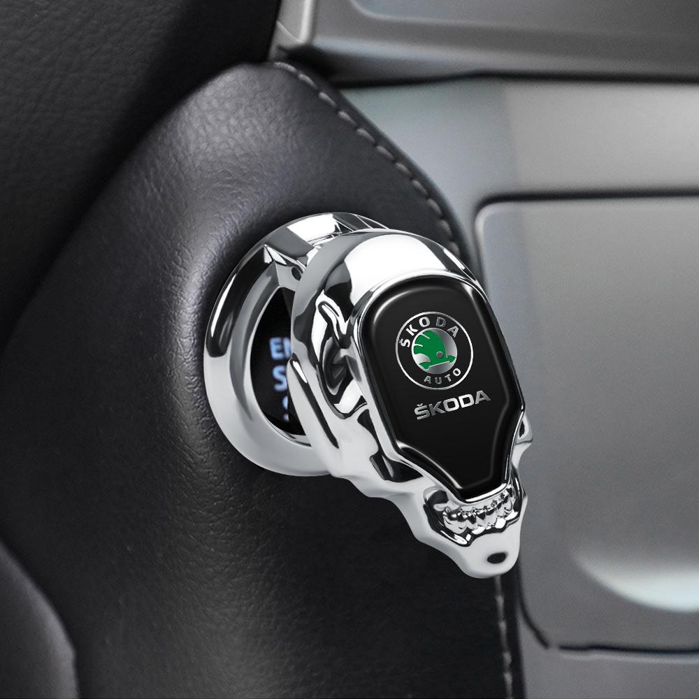 NYDM6 Autoschalter Knopf Motor Start Stop Metall Schutzring Abdeckung Für Skoda Octavia Mk3 5 7 Fabia 2 Superb 3u 2 Kamiq Kodiaq VRS