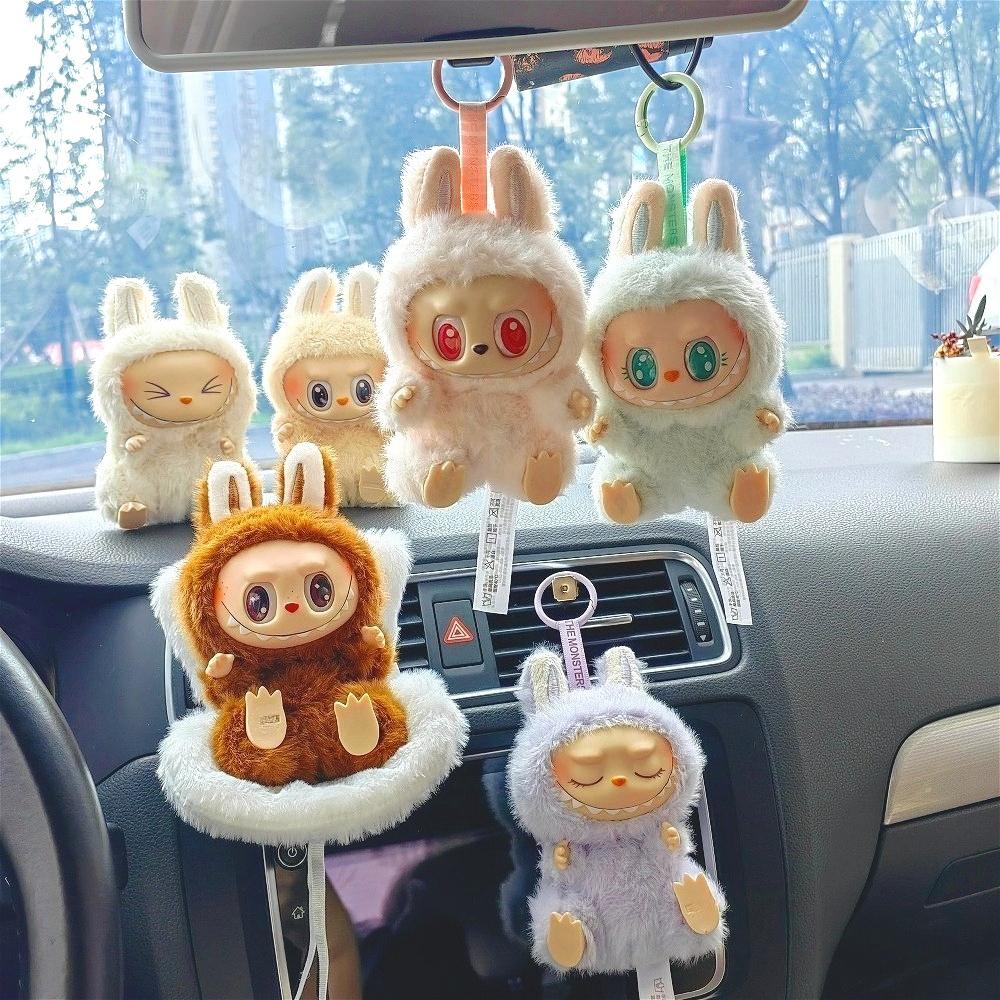 Car Plush Ornament  Anime Figure Labubu 1.0 Monster Vinyl Blind Box Series Heartbeat Macaron Doll  Kids Gift Birthday Toy  Air Outlet Ornament