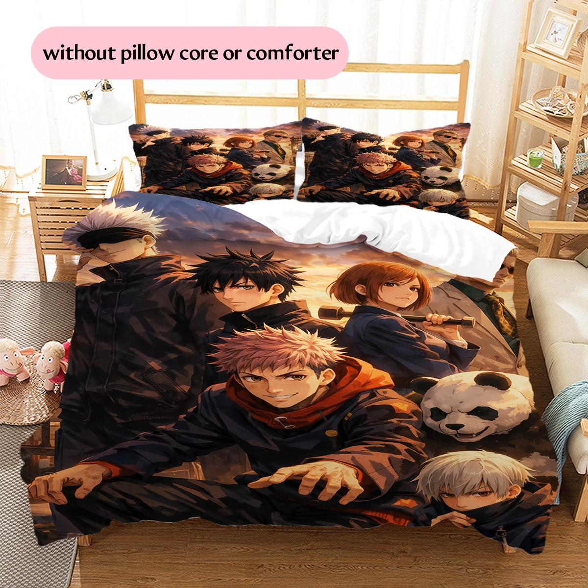 

Kaisen CharactersPattern Bedding Quilt Set Home Decoration Gift (1 * duvet cover + 2 * pillowcase without core) 135x200cm