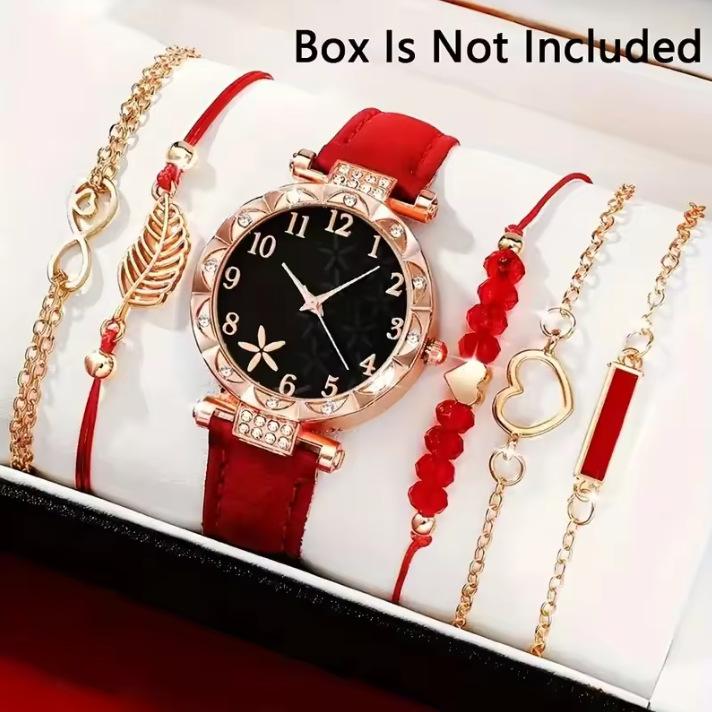 

New Popular Women S Diamond-Encrusted Dial Pu Leather Strap Quartz Watch Women S Bracelet Set bulk price