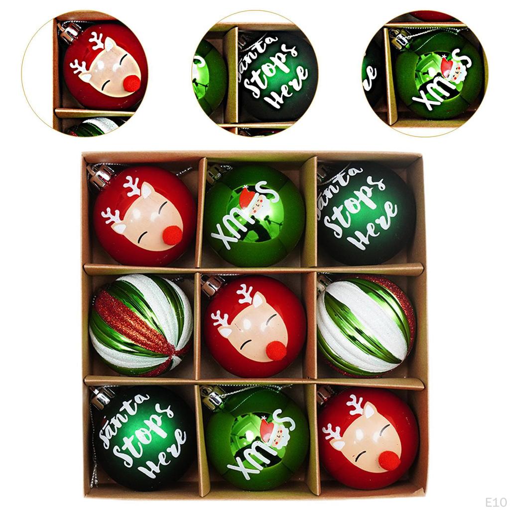 9 Pack 2.3inch Christmas Tree Balls for Holiday Decoration