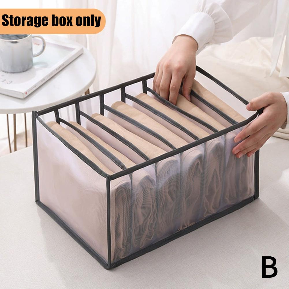 7/9 Grids Foldable Underwear Socks Organizer With Dividers Clothes Storage Box Breathable Mesh Bag For Wardrobe