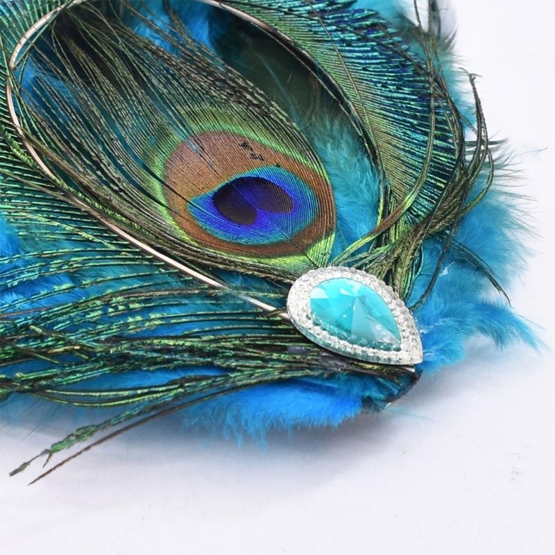 Elegant Peacocks Feathery Hair Clip Vintage Inspired Peacocks Feathered Hairpin Stylish Hairpin for Bridal Attire