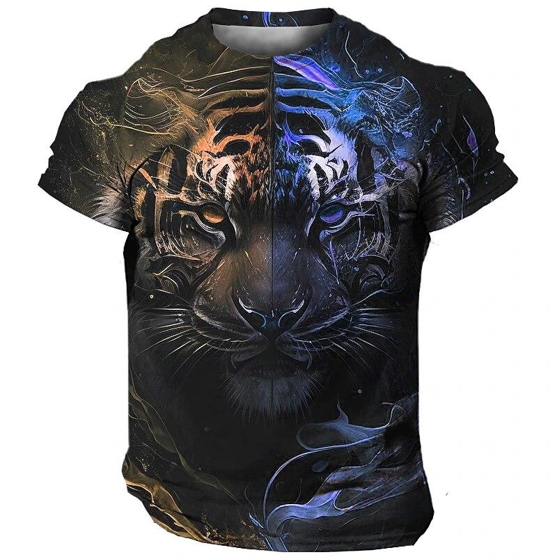 Oversized Unisex's T-shirt 3d Tiger Print Tees Tops Summer Casual Unisexs Animal Pattern T Shirt Streetwear Quick Dry Fashion Clothes