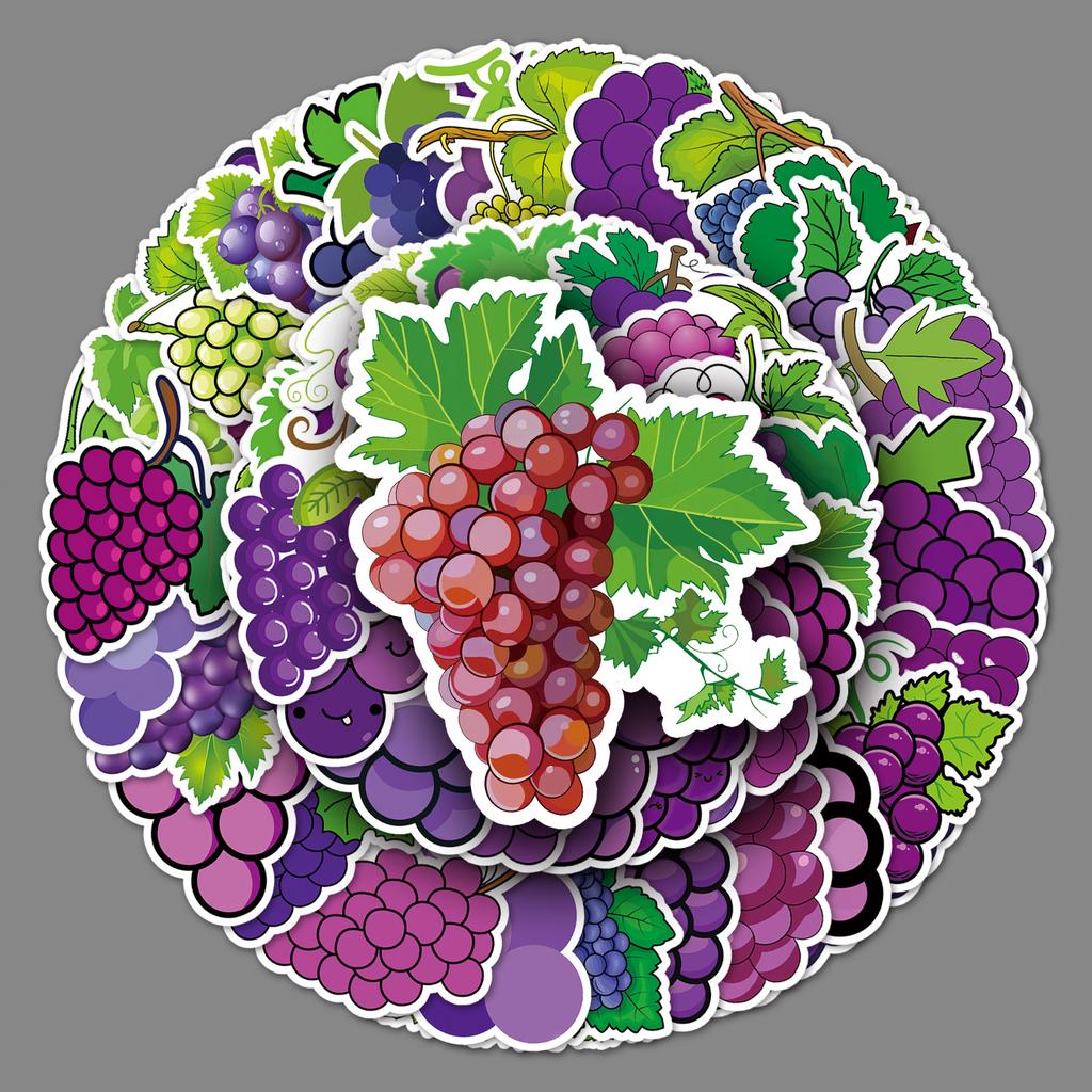50 Grape Doodle Personalized Cartoon Fruit Children's DIY Mobile Case Water Cup Luggage Sticker Waterproof