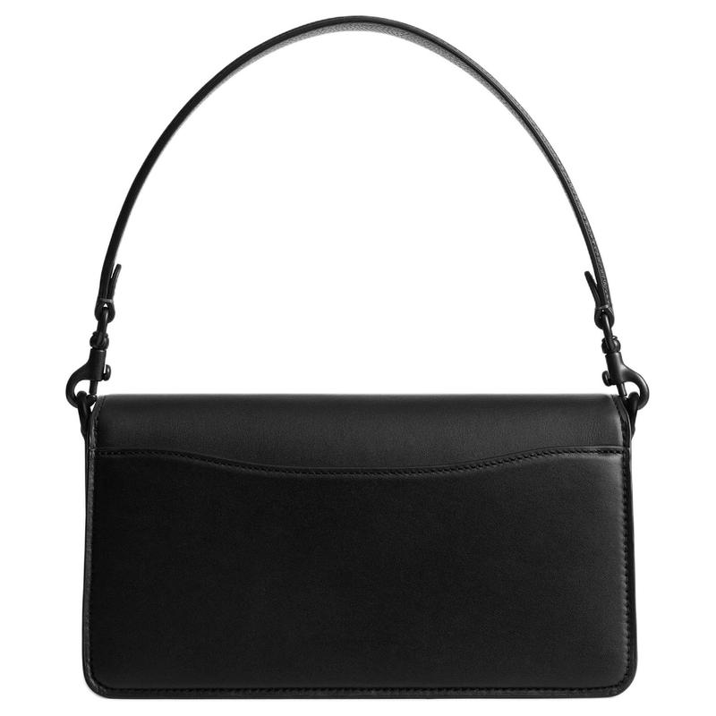 Coach Tabby 26 Nameplate Logo Hardware Buckle Hand-held Crossbody Bag Cow Leather Shoulder Bag Medium Size Women's Black