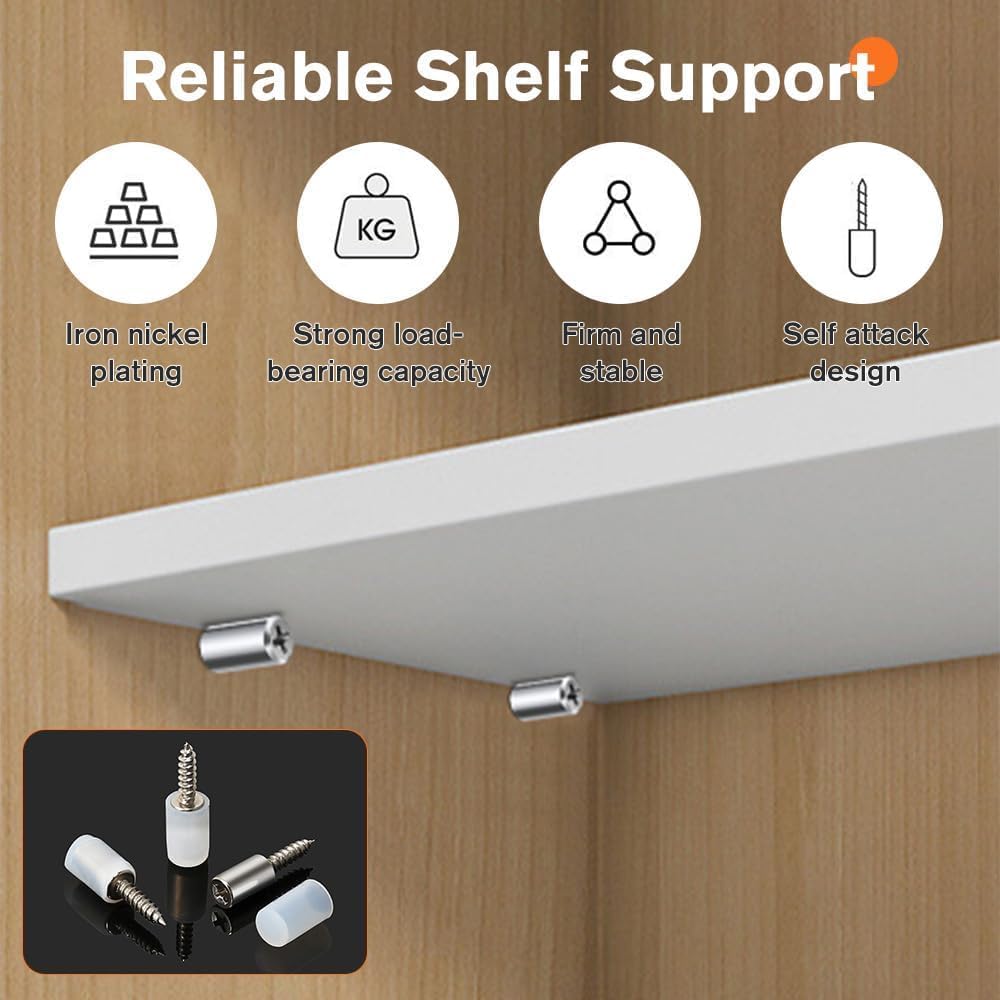 Self-Tapping Screws Cabinet Laminate Support,2024 New Shelf Pegs Pins with Non-Slip Sleeve, Shelf Pegs for Shelves, Shelf Support Pegs for Furniture