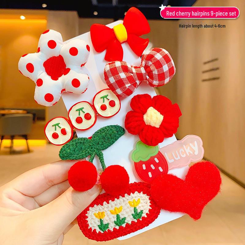 Autumn & Winter Plush Bear Hair Accessories: Cute Milk Coffee Wool Flower Butterfly Hairpin for Children