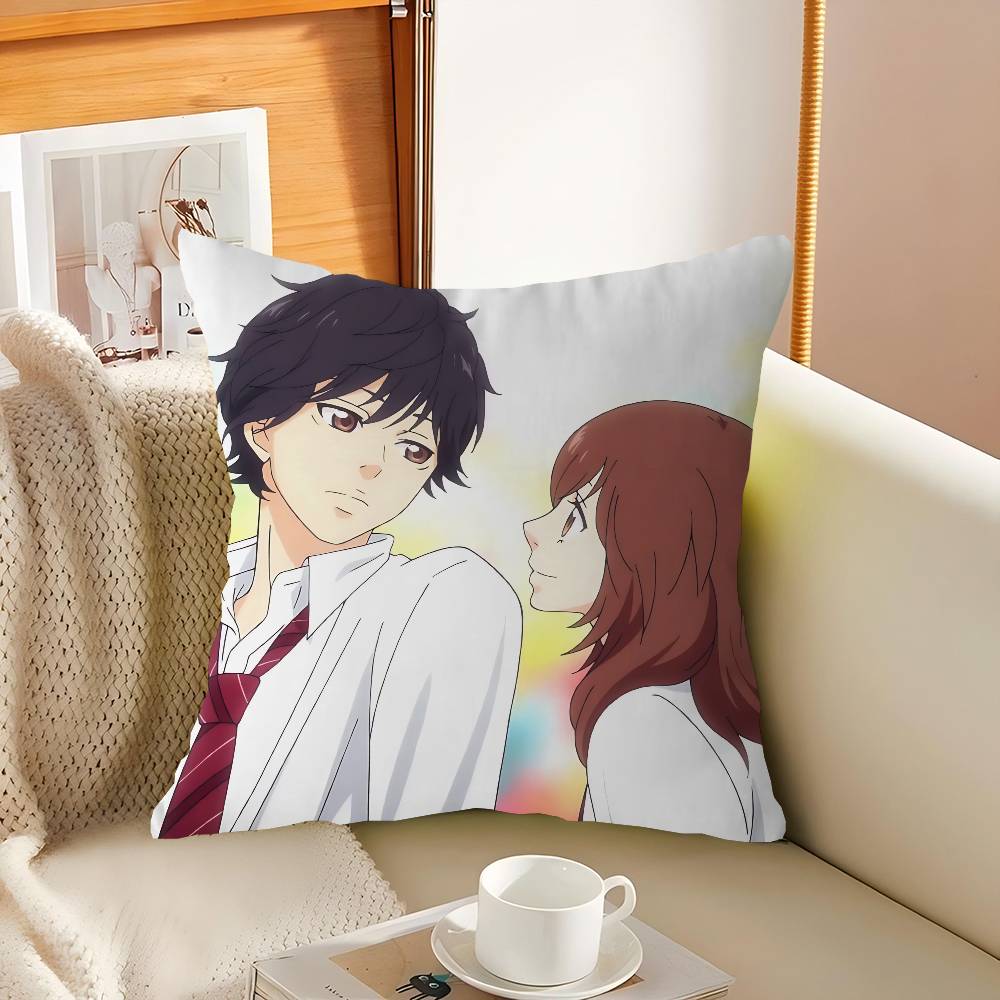 A-Ao H-Haru R-Ride Anime Pillow Covers Cartoon Sofa Decorative Home Double-sided Printing Short Plush Cute Cushion Cover