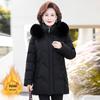Mamas Winter 2025 Plus Samt Mittellange Daunenjacke für Frauen mittleren Alters und ältere Frauen