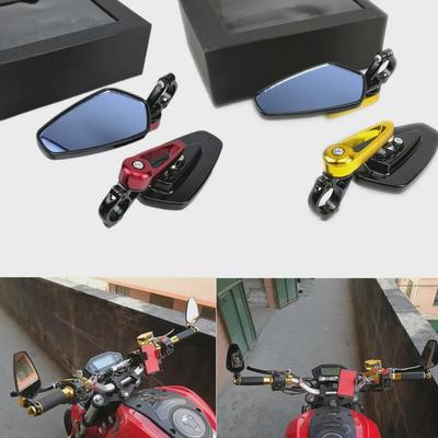 Specchietto retrovisore universale CNC per moto con riflettore in vetro blu