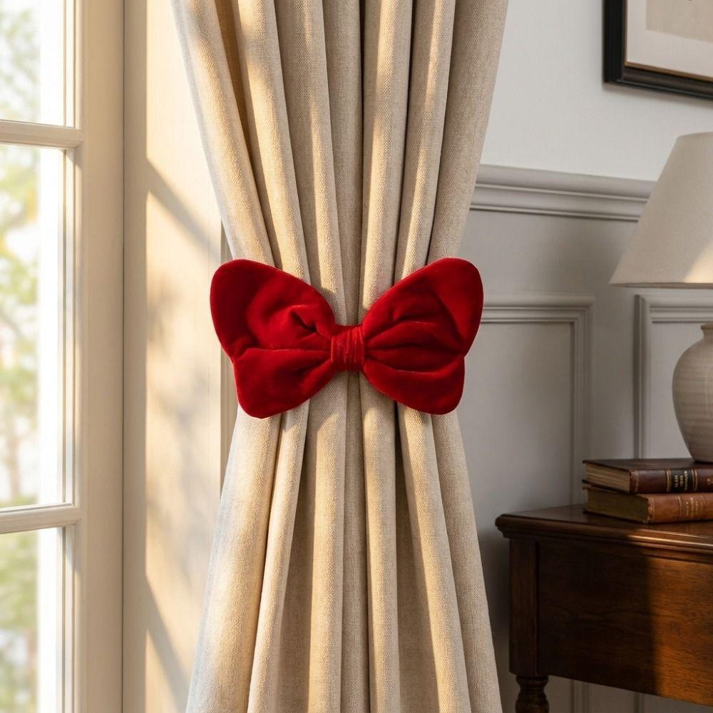 2Pcs Velvet Bowknot Curtain Tiebacks INS Curtain Strap Romantic Curtain Holders Curtain Decor
