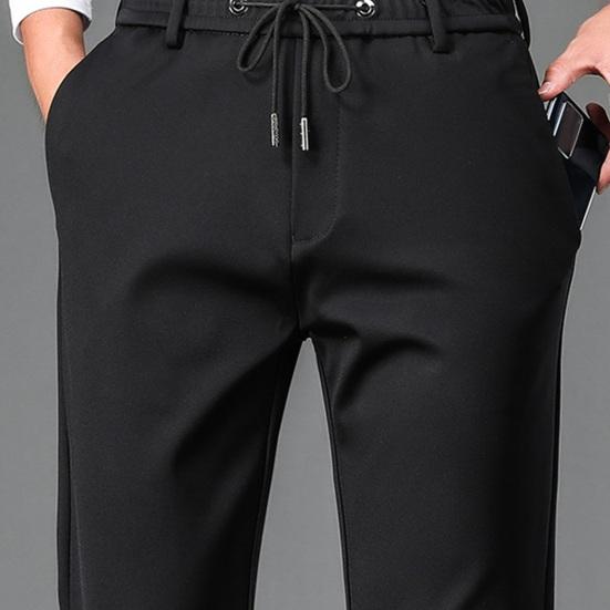 Pantaloni pentru bărbați, largi, drepți, cu șnur, talie elastică, 2 buzunare laterale, culoare uni, respirabili, moale, lungime, ocazional, pantaloni de trening, zilnic, lungi