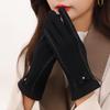 Women's Winter Touchscreen Gloves - Warm Fleece-Lined with Bow & Rabbit Fur for Outdoor Driving