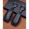 for Ford and for Lincoln Key Fob Cover Leather Car Key Chain Case Holder Compatible for Explorer Mustang Edge Fusion F150 MKZ MKC -Black