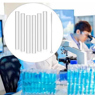 4-calowe Długie Rurki ze Szkła Borokrzemowego Zewn. Śr. 12mm Grubość 2mm Przemysłowe Rurki Szklane do Wysokich Kubków ze Szczotką do Czyszczenia