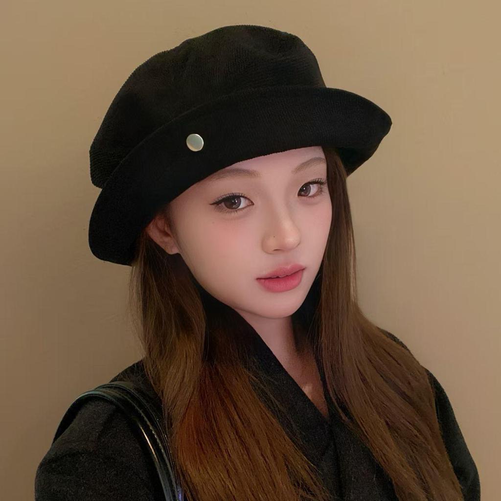 Japanese Style Multi-Wear Corduroy Bucket Hat for Women – Autumn/Winter Retro Face-Slimming Basin Hat
