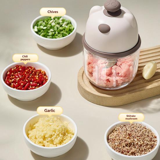 Electric Garlic Chopper with Stainless Steel Blades Mini Food Processor for Mincing Purees Portable Kitchen Gadget for Home Camping Travel