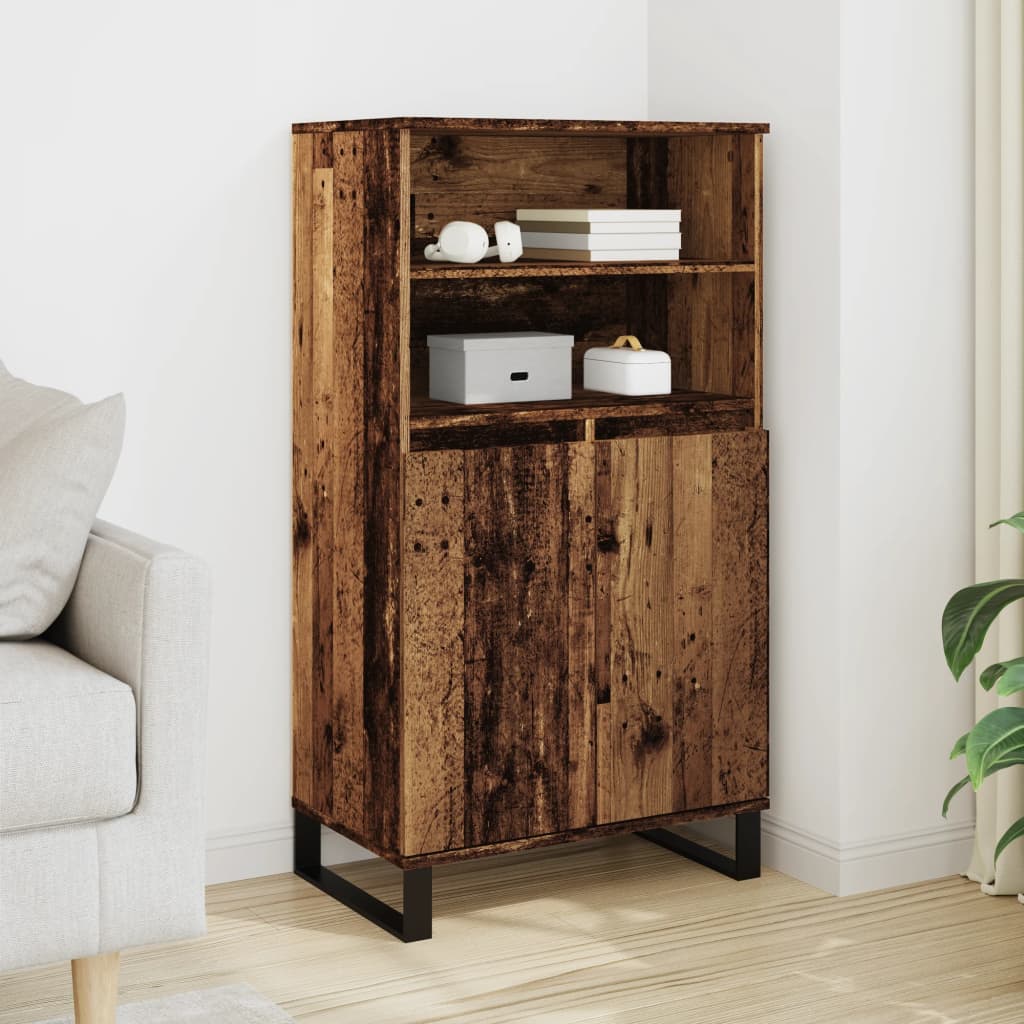 Highboard with Rustic Wood Look 60 x 36 x 110 cm Engineered Wood