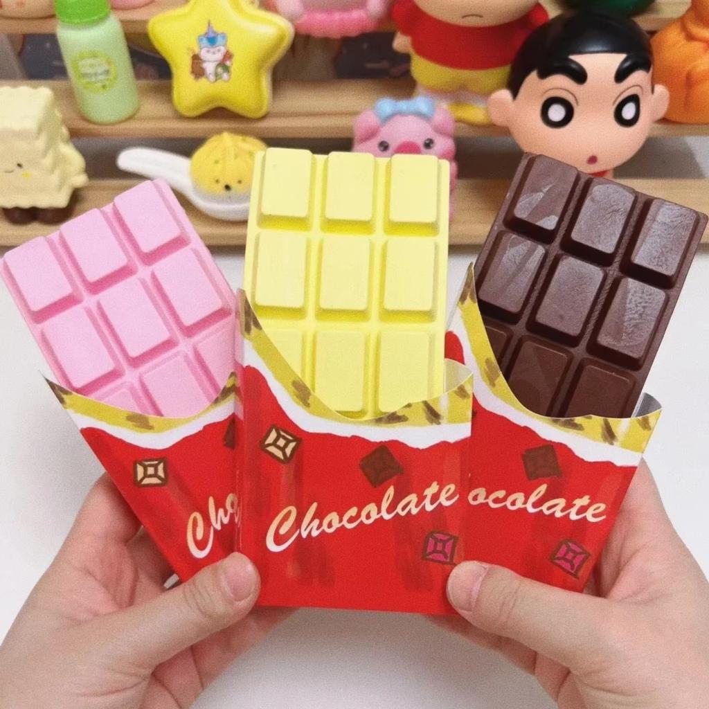 Big Chocolate Bar Squeeze Toy Simulated Food Play Pink Yellow Slow Rebound Stress Relief Relaxing Toy for Adults And Kids Gift